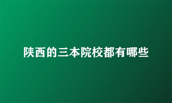 陕西的三本院校都有哪些