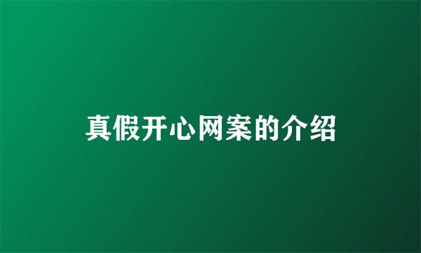真假开心网案的介绍