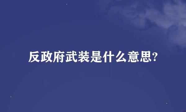 反政府武装是什么意思?