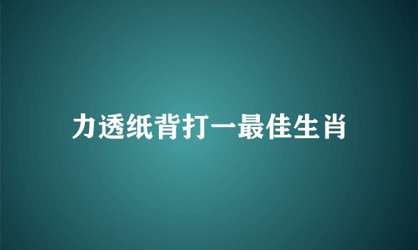 力透纸背打一最佳生肖