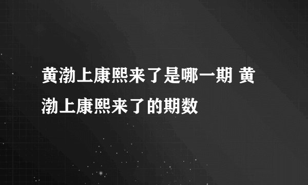 黄渤上康熙来了是哪一期 黄渤上康熙来了的期数