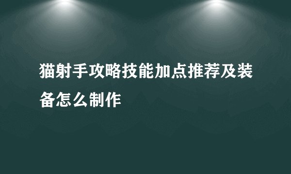 猫射手攻略技能加点推荐及装备怎么制作
