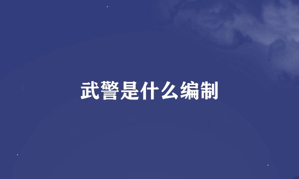 武警是什么编制