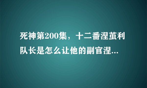 死神第200集，十二番涅茧利队长是怎么让他的副官涅音无复活的？