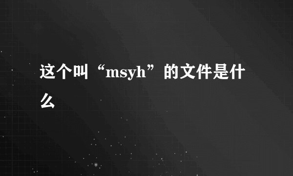 这个叫“msyh”的文件是什么