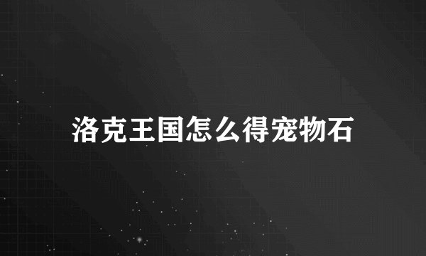洛克王国怎么得宠物石