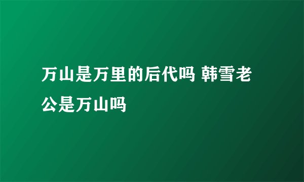 万山是万里的后代吗 韩雪老公是万山吗