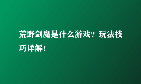 荒野剑魔是什么游戏？玩法技巧详解！