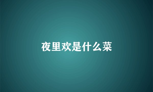 夜里欢是什么菜