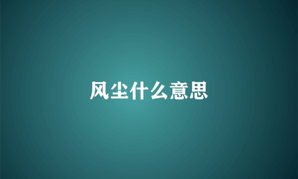 风尘什么意思