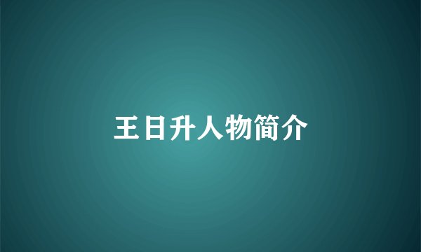 王日升人物简介