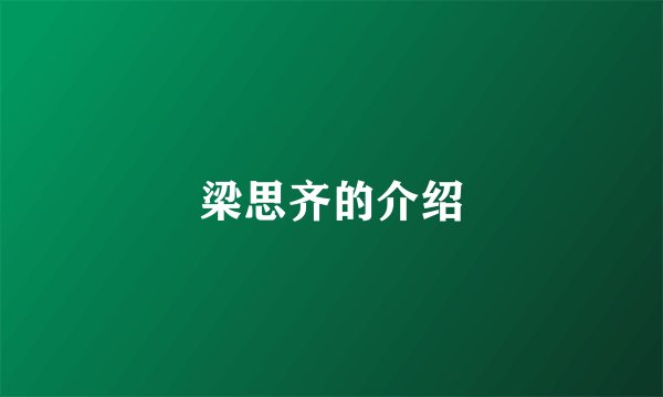 梁思齐的介绍