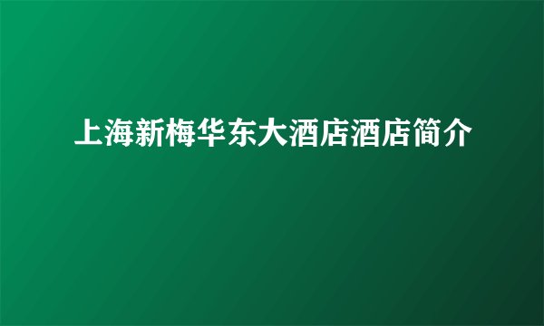上海新梅华东大酒店酒店简介