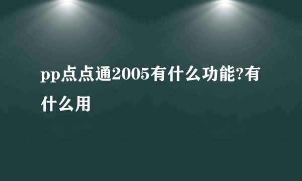 pp点点通2005有什么功能?有什么用