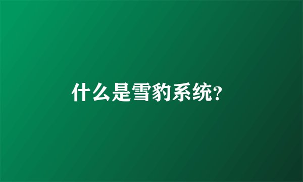 什么是雪豹系统？