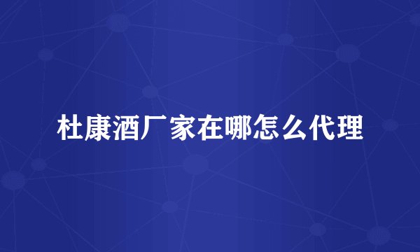杜康酒厂家在哪怎么代理