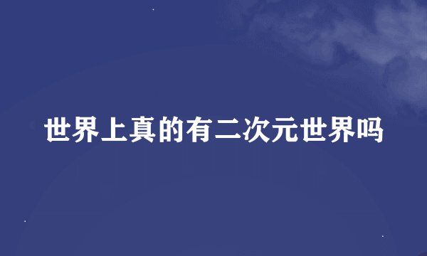 世界上真的有二次元世界吗
