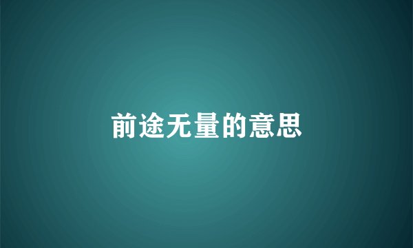 前途无量的意思
