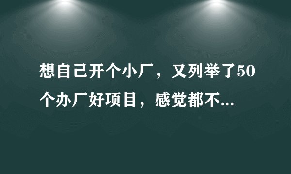 想自己开个小厂，又列举了50个办厂好项目，感觉都不容易，很难。