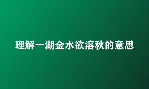理解一湖金水欲溶秋的意思