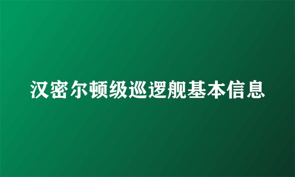 汉密尔顿级巡逻舰基本信息