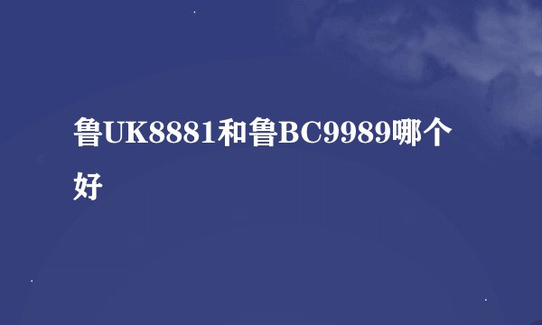鲁UK8881和鲁BC9989哪个好