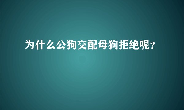 为什么公狗交配母狗拒绝呢？