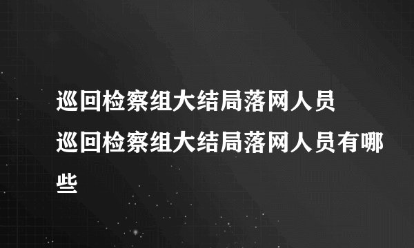巡回检察组大结局落网人员 巡回检察组大结局落网人员有哪些