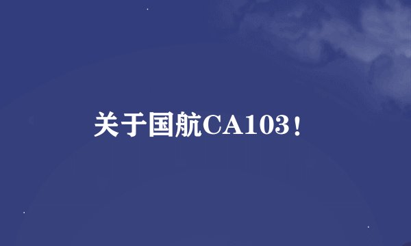关于国航CA103！
