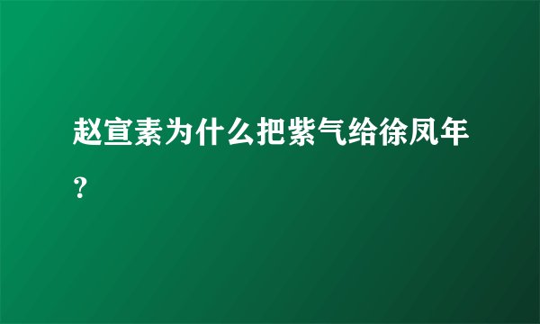 赵宣素为什么把紫气给徐凤年？