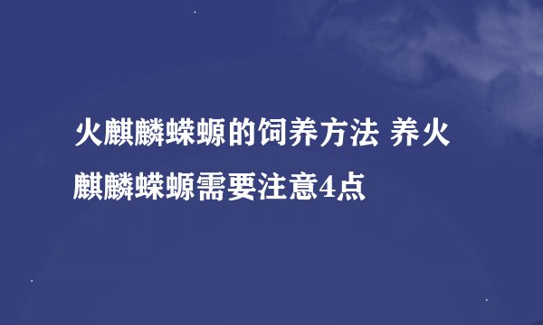 火麒麟蝾螈的饲养方法 养火麒麟蝾螈需要注意4点