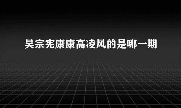 吴宗宪康康高凌风的是哪一期