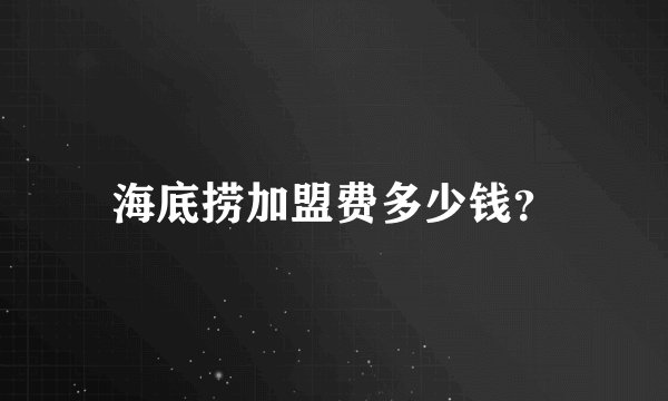 海底捞加盟费多少钱？