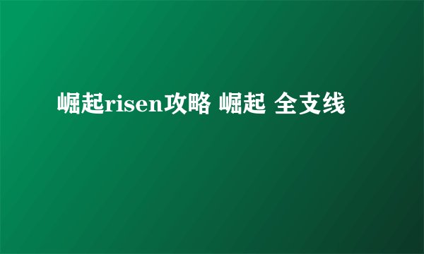 崛起risen攻略 崛起 全支线