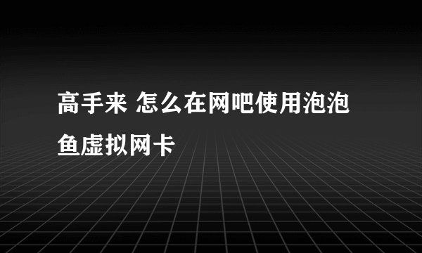 高手来 怎么在网吧使用泡泡鱼虚拟网卡
