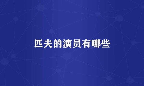 匹夫的演员有哪些