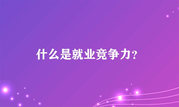 什么是就业竞争力？