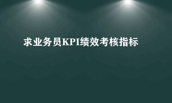 求业务员KPI绩效考核指标