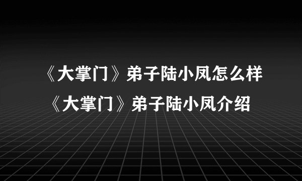 《大掌门》弟子陆小凤怎么样 《大掌门》弟子陆小凤介绍