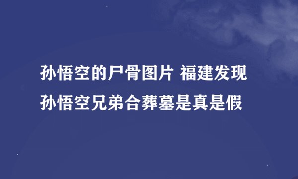 孙悟空的尸骨图片 福建发现孙悟空兄弟合葬墓是真是假