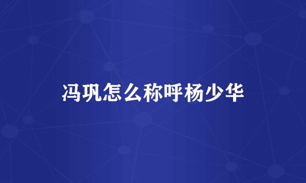 冯巩怎么称呼杨少华
