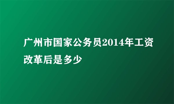 广州市国家公务员2014年工资改革后是多少