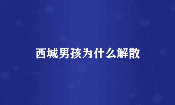 西城男孩为什么解散