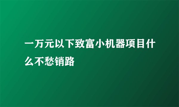一万元以下致富小机器项目什么不愁销路