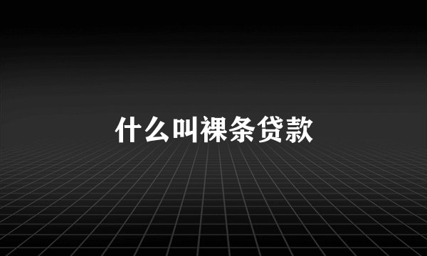 什么叫裸条贷款