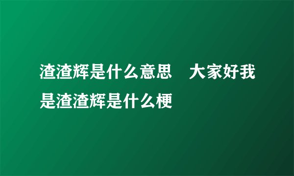 渣渣辉是什么意思 大家好我是渣渣辉是什么梗