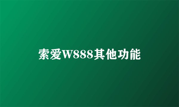 索爱W888其他功能