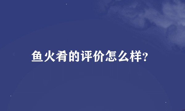 鱼火肴的评价怎么样？