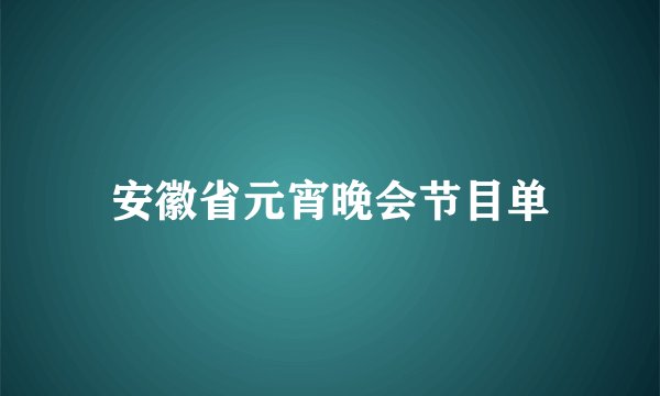 安徽省元宵晚会节目单