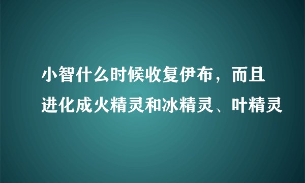 小智什么时候收复伊布，而且进化成火精灵和冰精灵、叶精灵